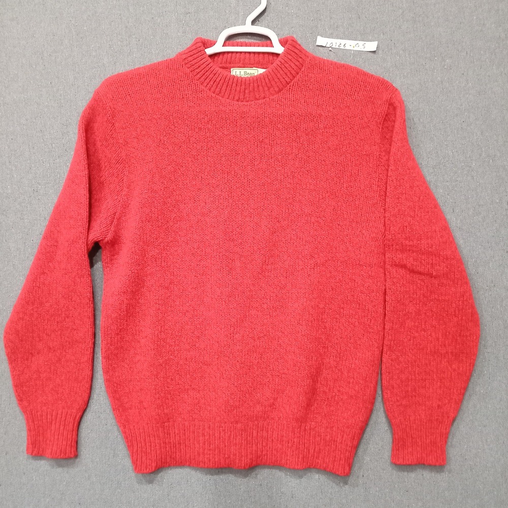 LL Bean Mens Red Wool Blend Crew Neck Sweater Vintage Freeport Maine Size M